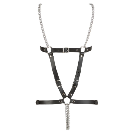 ZADO Leather Harness Adjustable with Steel Chains Size S-L