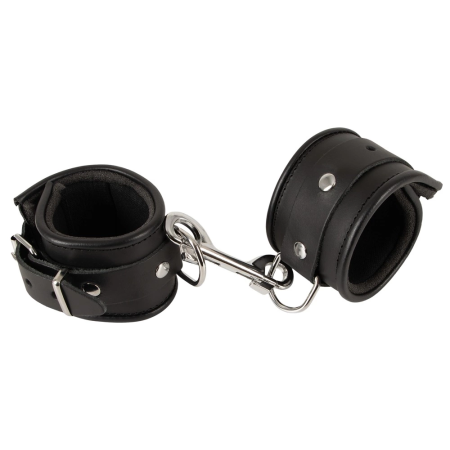 ZADO Leather Handcuffs Padded Adjustable Black 6.5cm Wide
