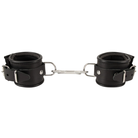 ZADO Leather Handcuffs Padded Adjustable Black 6.5cm Wide