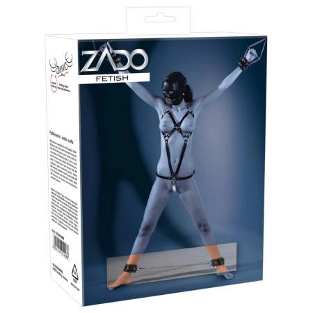 ZADO Black Adjustable Leather Ankle Cuffs with Removable Chain 50cm