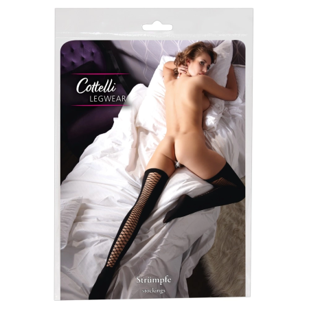 Cottelli Collection Thigh-High Net Seam Stockings S/M Black
