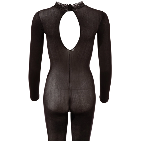 Cottelli Collection Power Net Catsuit S/M with Lace Collar, Black