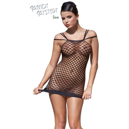 Cottelli Collection Net Dress S-L, Stretch Mesh, Triple Strap Detail