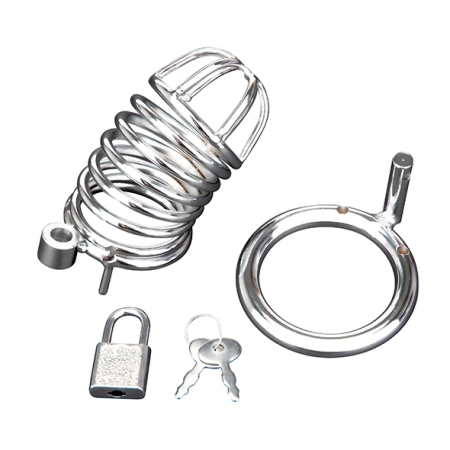 Blueline Deluxe Metal Chastity Device Ergonomic 2-Piece Set