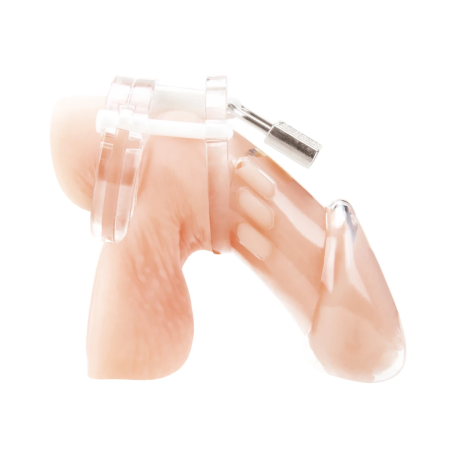 Blueline Acrylic Transparent Chastity System with Lock - Ergonomic Design