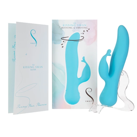 Swan The Kissing Swan Rotating Dual-Action Vibrator Blue Silicone 22cm