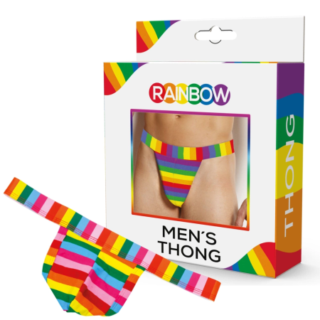 Rimba Rainbow Men’s Thong - One Size Colorful Microfiber Underwear