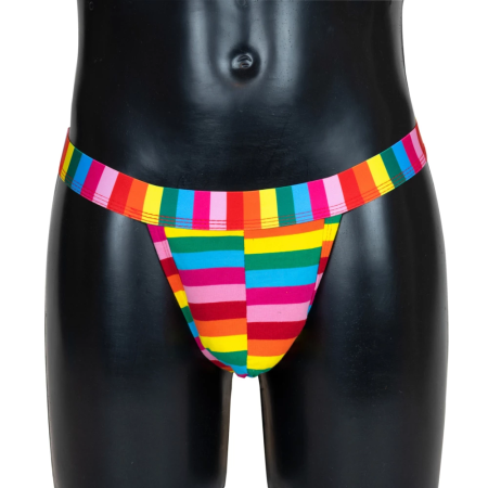 Rimba Rainbow Men’s Thong - One Size Colorful Microfiber Underwear