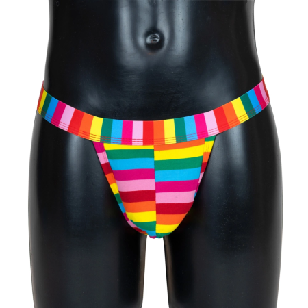 Rimba Rainbow Men’s Thong - One Size Colorful Microfiber Underwear