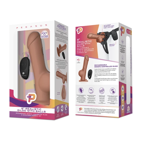 Pegasus 8” Silicone Wireless Intimate System with Adjustable Harness