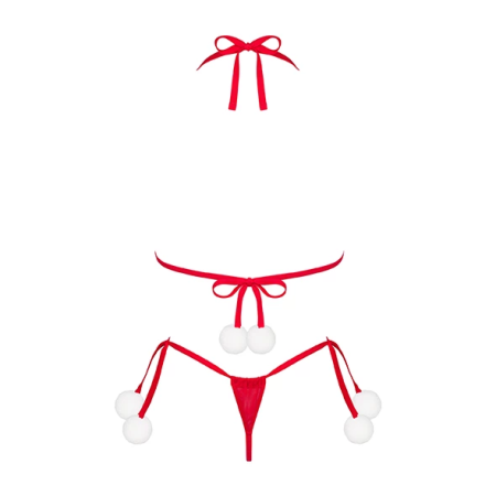 Obsessive Bobble Girl Festive Red Bra & Thong Set One Size