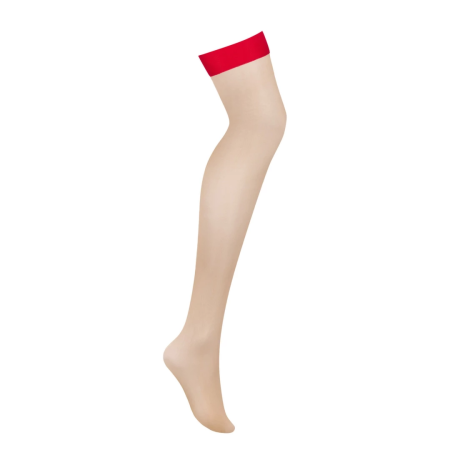Obsessive S814 Red-Beige Stockings L/XL with Contrasting Top Band