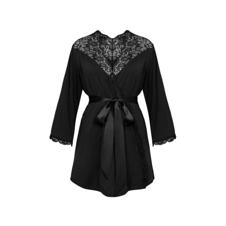 Obsessive Bellastia Elegant Black Lace Peignoir XS/S