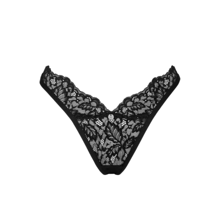 Obsessive Bellastia Lace Thong Black XS/S - Elegant Floral Design