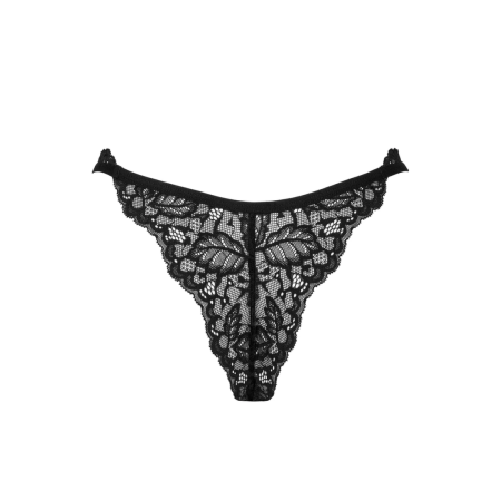 Obsessive Bellastia Lace Thong Black XS/S - Elegant Floral Design