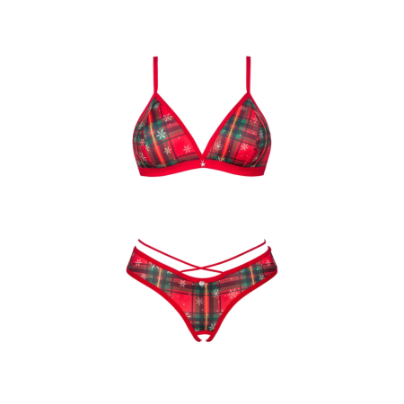 Obsessive Ms Merrilo Festive Lingerie Set XS/S Red with Gold Accent