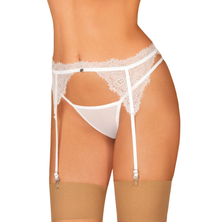 Obsessive Bianelle White Lace Garter Belt L/XL - Adjustable Elegant Design