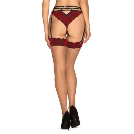 Obsessive Sugestina Sheer Stockings L/XL with Burgundy Lace Top