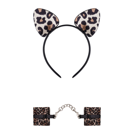 Obsessive Tigerlla Cat Ears & Spotted Handcuffs Set, One Size