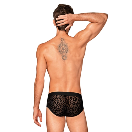 Obsessive Azmeron Black Briefs L/XL with Animal Pattern & Silver Accent