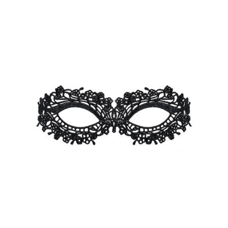 Obsessive A710 Elegant Black Guipure Mask One Size with Satin Ribbon