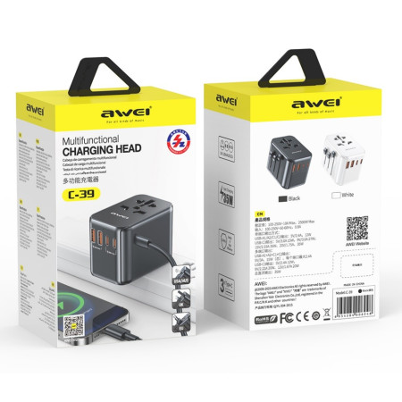Universalus kelioninis įkroviklis Awei C-39 35W juodas