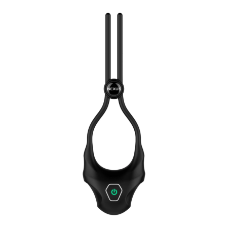 Nexus Forge Adjustable Vibrating Silicone Ring Black USB Rechargeable