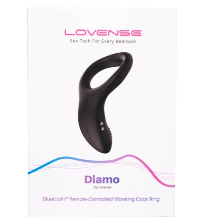 Lovense Diamo Smart Remote-Controlled Intimate Ring, Black, Bluetooth App