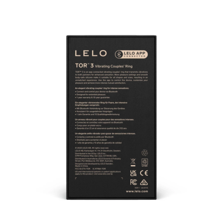 LELO Tor 3 Black - Vibrating Silicone Ring, App-Controlled, Rechargeable