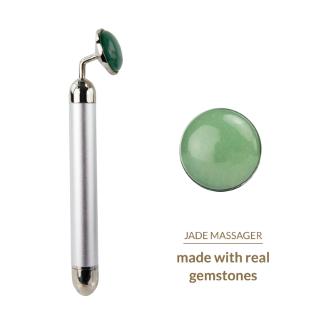 La Gemmes Jade Lay-On Vibrating Massager - Green, 15 cm, Gemstone & Metal