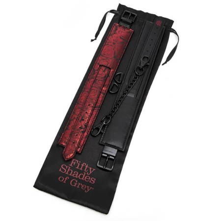 Fifty Shades of Grey Sweet Anticipation Ankle Cuffs Black/Red Adjustable