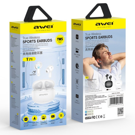 Awei T71 Belaidės Ausinės Baltos