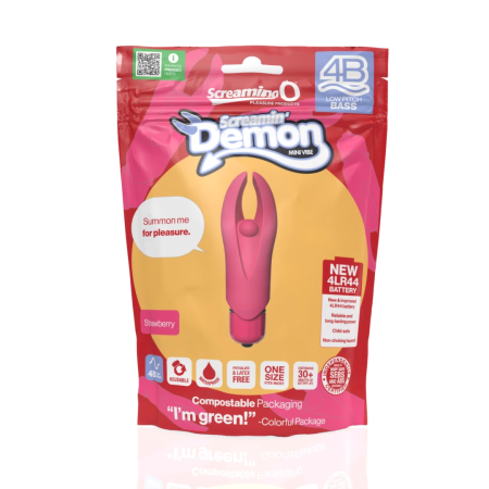 The Screaming O 4B Demon Strawberry Mini Vibrator - Compact, Waterproof, Pink