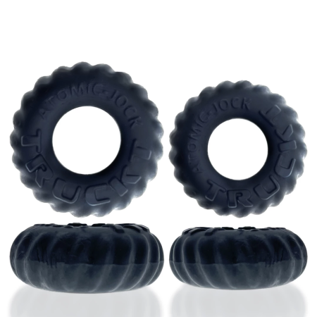 Oxballs Truckt Night Edition 2-Piece Silicone Ring Set, Black, Stretch Fit