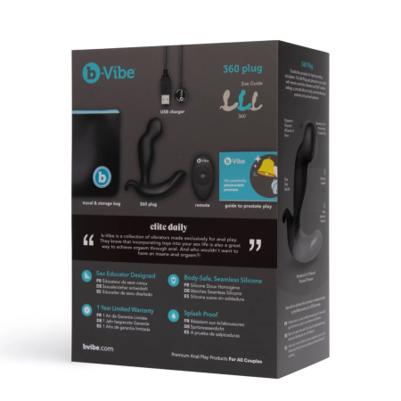 b-Vibe 360 Plug Intimate System with Remote, Rotating & Vibrating Black