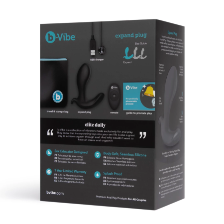 b-Vibe Expand Plug Remote-Controlled Flexible Anal Device Black