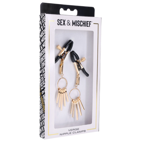 Sportsheets Verge Adjustable Intimate Clamps with Gold Rods, Black/Gold