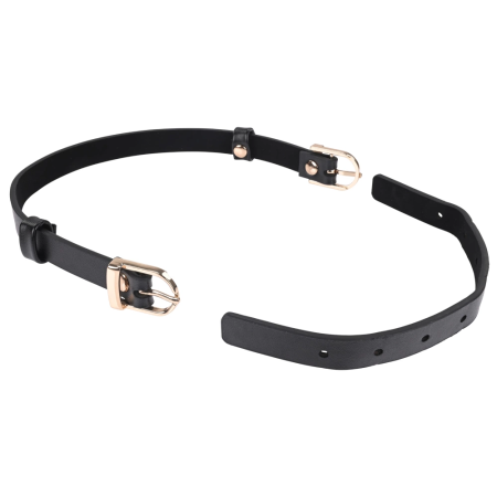 Sportsheets S&M Double Buckle Day Collar Black Adjustable Gold Detail