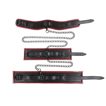Sportsheets Saffron Chained & Tamed Restraint Set - Adjustable Red-Black