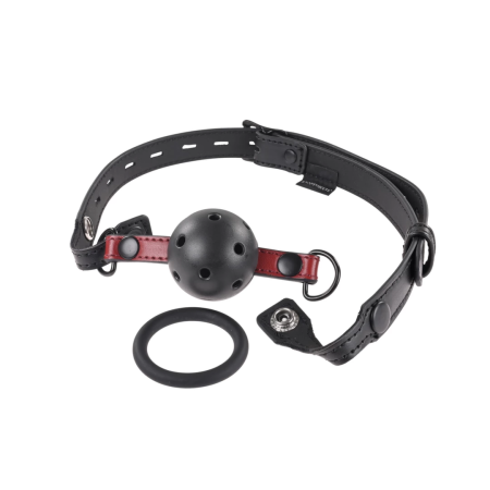 Sportsheets Saffron Adjustable Vegan Leather Gag Set Black/Red