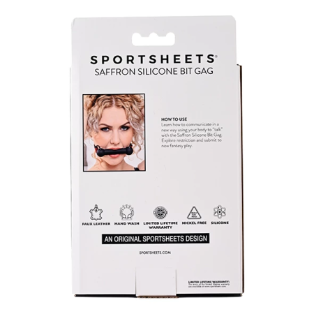 Sportsheets Saffron Silicone Bit Gag Adjustable Vegan Leather Strap