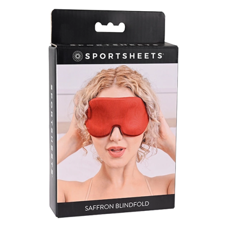 Sportsheets Saffron Blindfold - Adjustable Memory Foam Eye Mask, Black/Red