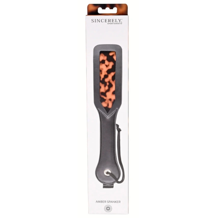 Sportsheets Amber Spanker Gold-Tortoiseshell Impact Paddle, Rigid Handle