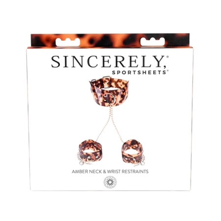 Sportsheets Amber Neck and Wrist Restraint Set, Adjustable, Gold Details