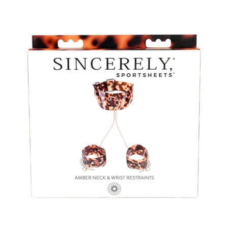 Sportsheets Amber Neck and Wrist Restraint Set, Adjustable, Gold Details