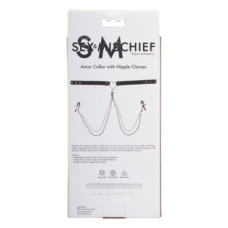 Sportsheets S&M Amor Adjustable Collar with Decorative Jewelry - Black