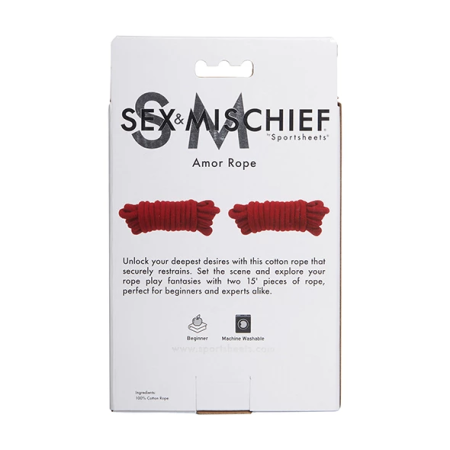 Sportsheets Sex & Mischief Amor Rope 2x4.5m Soft Cotton Black Set