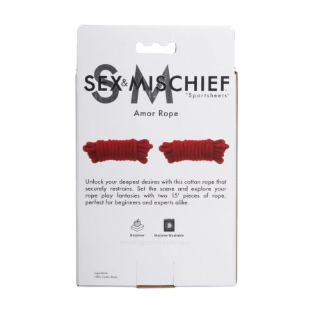Sportsheets Sex & Mischief Amor Rope 2x4.5m Soft Cotton Black Set