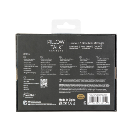 Pillow Talk Desires Navy Blue Bullet Set with 5 Silicone Attachments