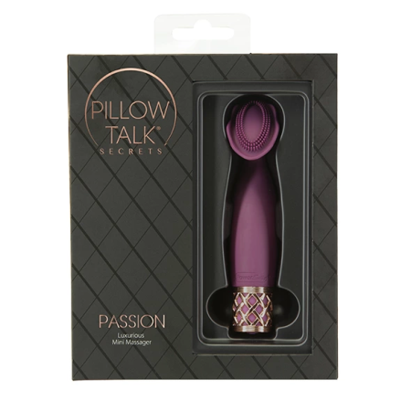 Pillow Talk Secrets Passion Mini Wand Massager Wine Silicone USB